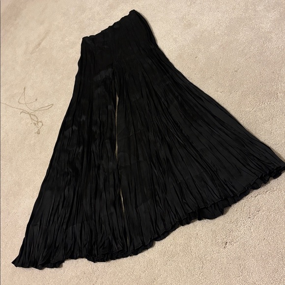 Zara wrinkle satin effect high waist super wide leg black pants sz.XS - Picture 15 of 15